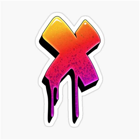 "Graffiti Letters X Letter Colorful Paint Splash Style" Sticker for ...