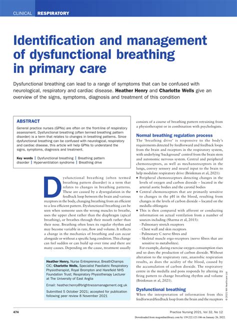 (PDF) Identification and management of dysfunctional breathing in primary care