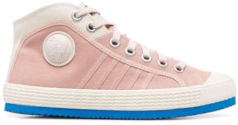 DIESEL Canvas High-top Sneakers in Pink - Lyst