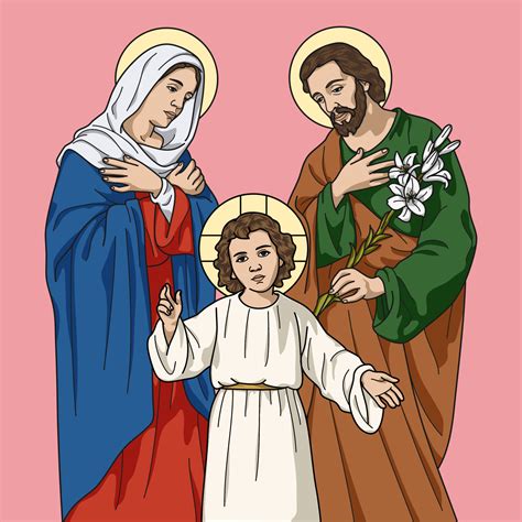 Holy Family of Nazareth, Jesus, Mary and Joseph Colored Vector ...