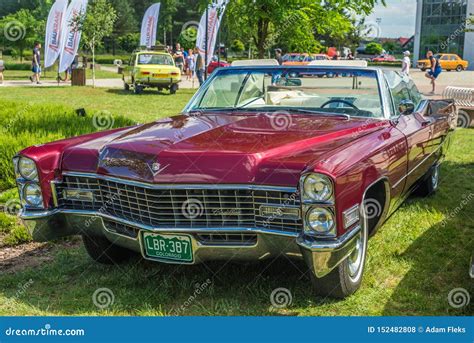 Classic Red Cadillac Convertible Car Parked Editorial Stock Photo - Image of cylinder ...