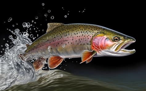 Premium AI Image | A rainbow trout jumping out of the water