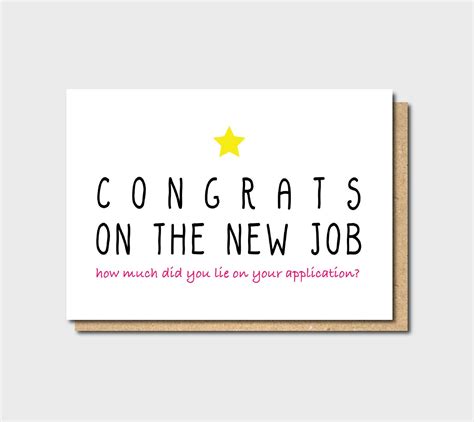 Funny new job card Funny Farewell Card Funny Good Luck card