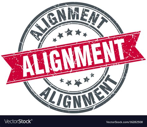 Alignment round grunge ribbon stamp Royalty Free Vector