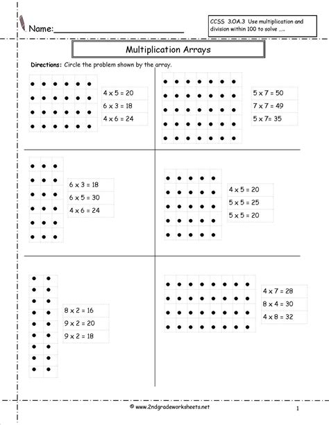 Multiplication Arrays Worksheets | Array worksheets, Array math, Math ...