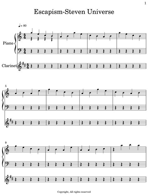 Escapism-Steven Universe - Sheet music for Piano, Clarinet