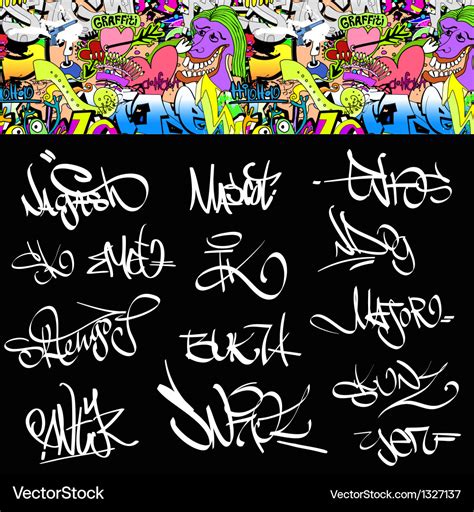 Graffiti font tags urban set Royalty Free Vector Image