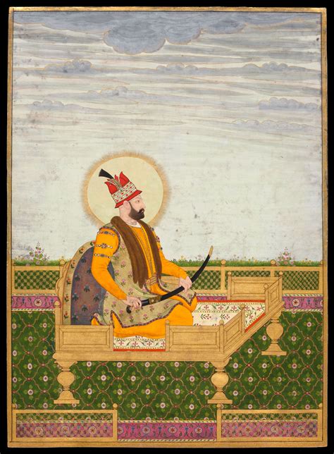 "Portrait of the enthroned Nadir Shah Afshar" India ca. 1740-50 Nadir Shah is depicted with a di ...