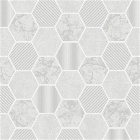 Ceramica Grey Hexagon Tile Wallpaper, FD42411 | Total Wallcovering