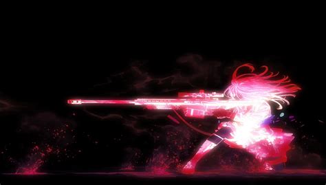 Wallpaper : night, anime girls, red, fire, sniper rifle, light, flare, flame, darkness ...