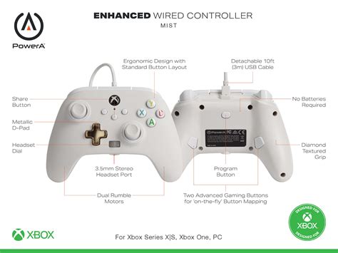 PowerA Wired Controller For Xbox Series X|S White, Gamepad, Wired Video Game Controller, Gaming ...