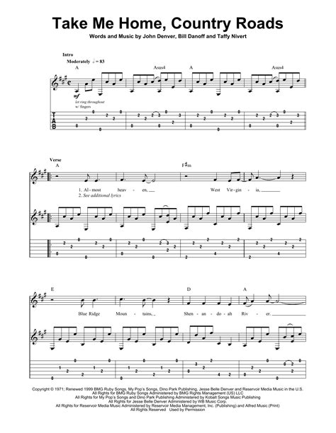 Take Me Home, Country Roads by John Denver - Guitar Tab Play-Along - Guitar Instructor