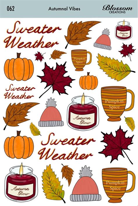 Autumn Themed Sticker Sheet Bullet Journal Stickers Planner | Etsy ...