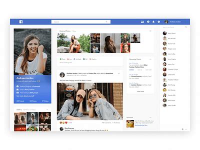 Facebook Profile Concept - Light Theme by Mallik Cheripally on Dribbble