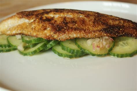 Cornmeal Crusted Catfish with Cucumbers | The Pescetarian Plan