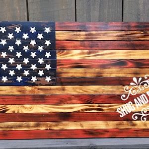 Rustic American Flag Wall Decor , Rustic Wooden American Flag , Charred ...