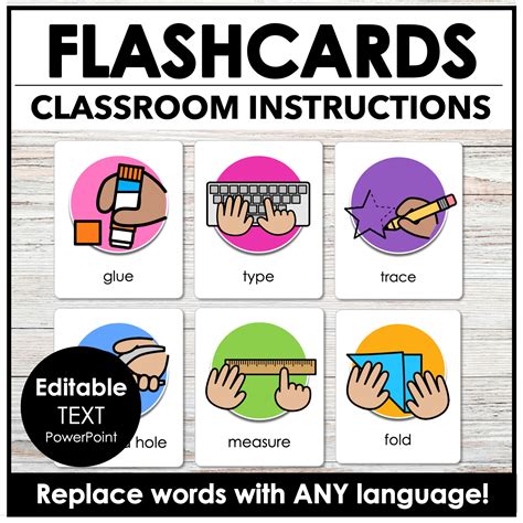 Classroom Instruction Flashcards - Editable Vocabulary Flash Cards ESL ...