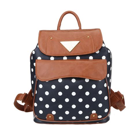 Polka Dot Pu School Bag Travel Backpack on Luulla