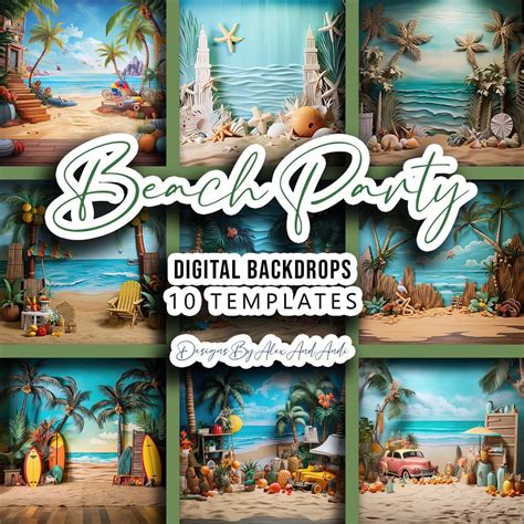 Beach Party Backdrop Background Digital Birthday Child Photo Shoot Picture Studio Event ...