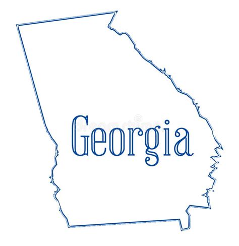 Georgia State Map Outline stock illustration. Illustration of blue ...