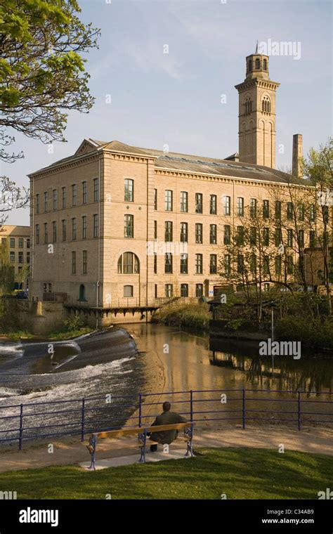 England Yorkshire Shipley Saltaire mill & River Aire Stock Photo - Alamy