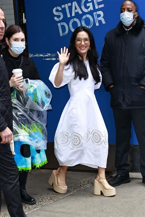 Ali Wong in a White Dress and Platform Sandals - Leaving GMA Studios in NYC 04/05/2023 • CelebMafia