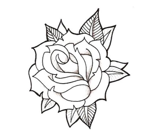 Traditional Rose Tattoo Outline