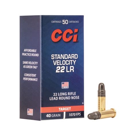 CCI Standard Velocity, .22LR, LRN, 40 Grain, 50 Rounds - 639073, .22lr ...