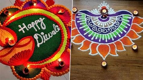 Happy Diwali 2020 Rangoli Designs: From Lakshmi Feet & Colourful Peacock to Floral Chowk ...