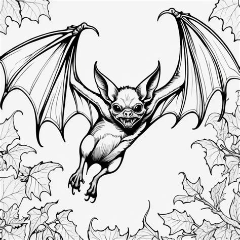 Enchanting Fantasy Vampire Bat Coloring Page in High Definition | MUSE AI