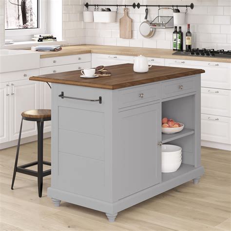 Kelsey Kitchen Island with 2 Stools and Drawers, Gray - Walmart.com