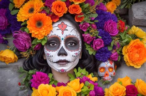 Premium AI Image | Colorful Homage to Mexican Culture Celebrating 'Day of the Dead' Traditions