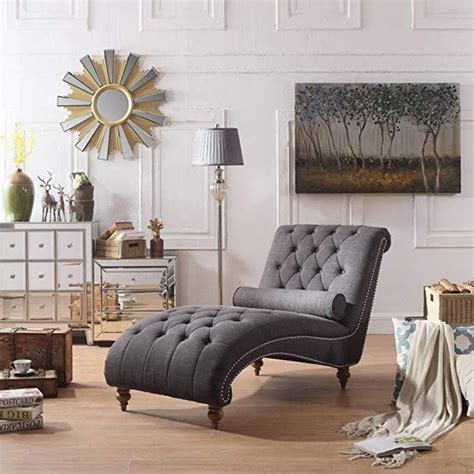 Luxurious Indoor Chaise Lounge Chair with Nailhead Trim and Accent Toss ...