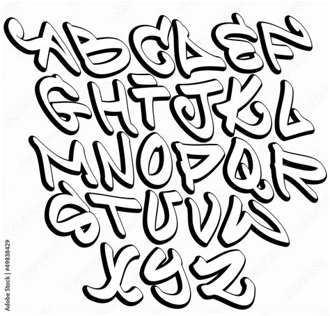 Graffiti font alphabet letters. Hip hop type grafitti design Stock Vector | Adobe Stock
