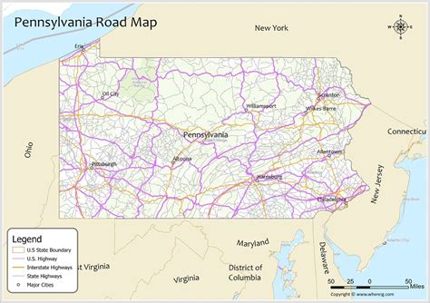 Pennsylvania Road Map - Check U.S. & Interstate Highways, State Routes ...