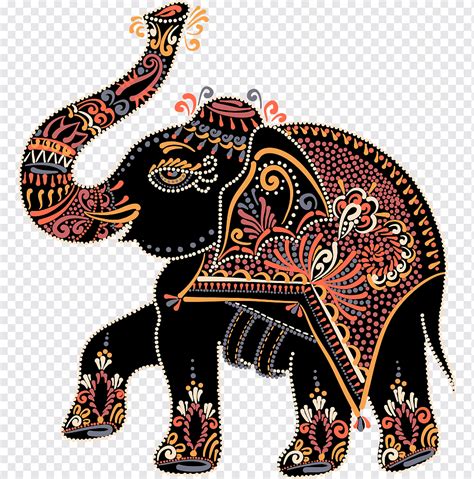 Elephant Painting Folk art Illustration, Color pattern elephant, color ...