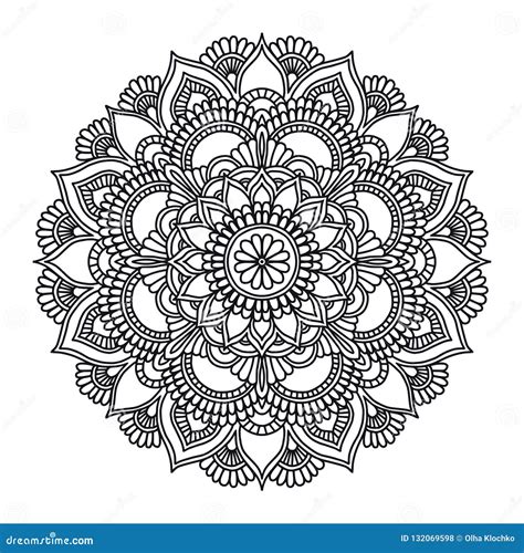 Mandala. Circle Ethnic Ornament. Hand Drawn Traditional Indian Round Element Stock Vector ...