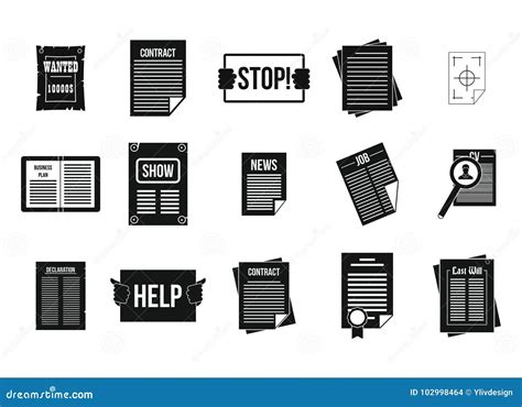 Leaflet Icon Set, Simple Style Stock Vector - Illustration of column ...