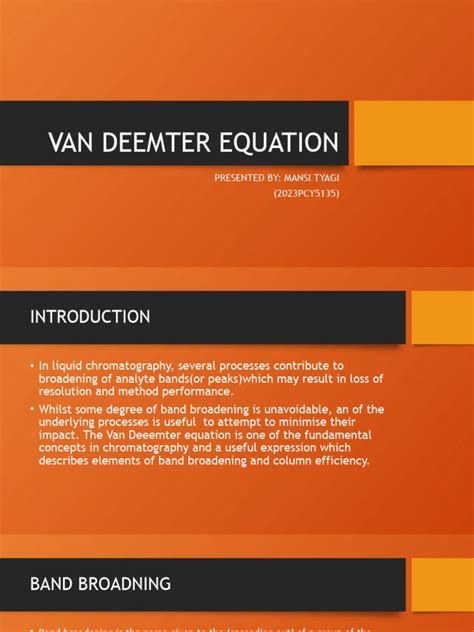 Van Deemter Equation | PDF | Chromatography | High Performance Liquid ...