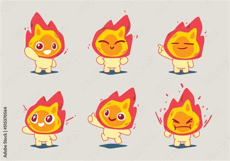 set of cartoon fire character mascot collection Stock Vector | Cartoon ...