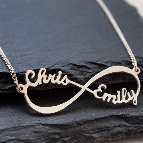 Infinity Name Necklace in Sterling Silver -Personalised Two Name ...