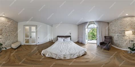 Premium Photo | Full seamless spherical hdri 360 panorama in interior of bedroom in studio ...