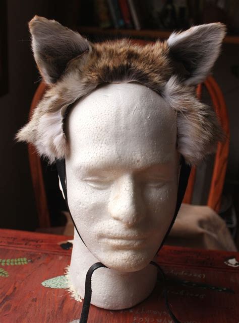 Real Coyote Fur Taxidermy Ears Headband for Halloween Costumes and More