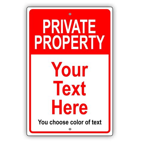 Private Property Your Text Here Notice Outdoor indoor Novelty Unique Aluminum Metal Sign 8"x12 ...