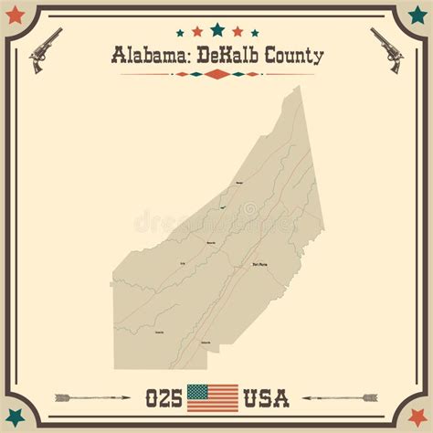 Vintage Map of DeKalb County in Alabama, USA. Stock Vector ...