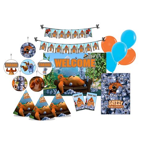 Buy Pretty UR Party Grizzy and the Lemmings Party decorations Kit - 80 pcs includes Banner ...