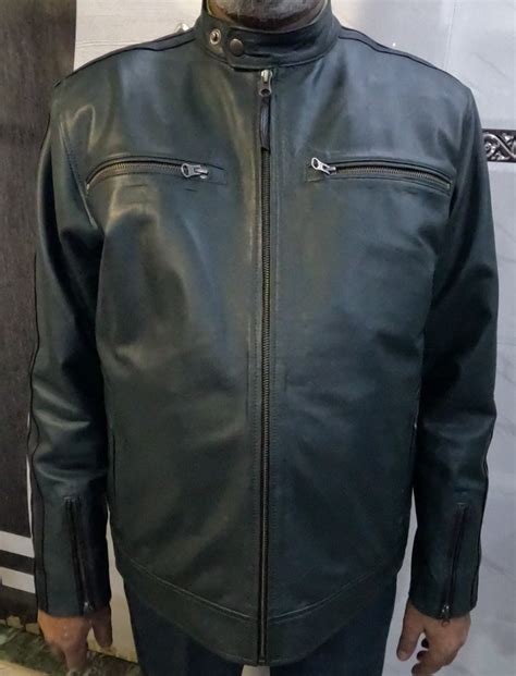 Mens Dark GREEN Leather Jacket Forest Green Real Biker Leather Jacket ...