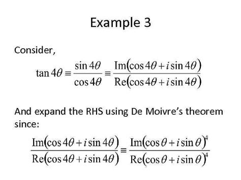 Complex Numbers More Examples using De Moivre s Theorem