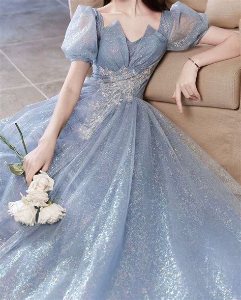 Blue Fairy Prom Dress Ball Gown Dreamy Puff Sleeves/blue - Etsy