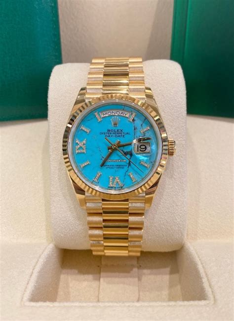 Rolex Day-Date 36 Turquoise Roman Diamond Dial 2022 for $76,800 for sale from a Trusted Seller ...